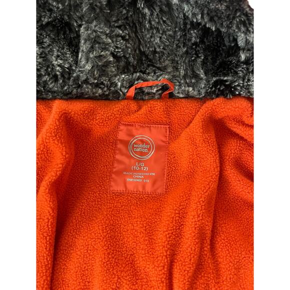 Wonder Nation Boys Orange Gray Full Zip-Up Puffer Jacket Coat Size Large 10-12 - Picture 6 of 9